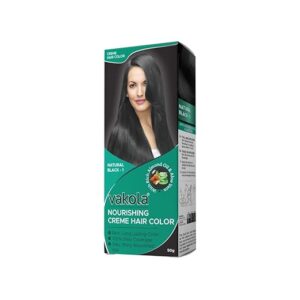 Vakola Nourishing Permanent Long Lasting Grey Coverage Cream Hair Color With Rich Almond Oil And Aloe Vera Extract 100ML (Pack of 1, Natural Black)