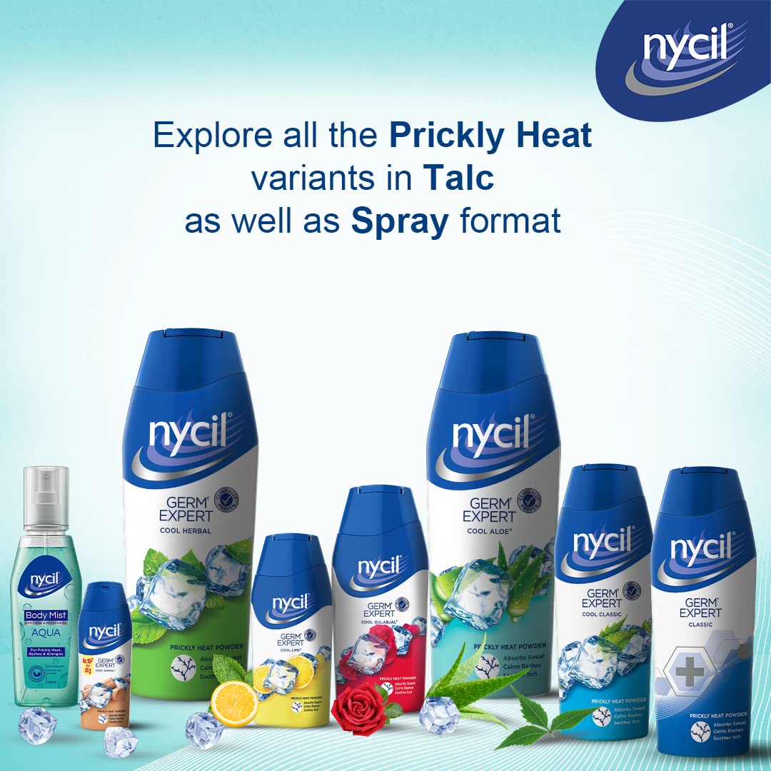 Nycil Germ Expert Prickly Heat Powder, Pack of 150gm+60gm, Assorted Fragrances (Cool Aloe) - Image 3