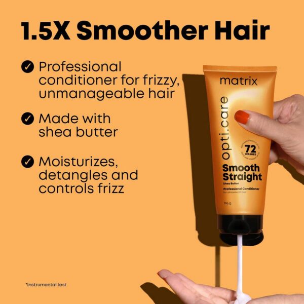 TYVANI *MATRIX Optiii..*Care Smooth Straight *Professional Conditioner for Frizzy, Unmanageable Hair | 96Hr Frizz Control* | Used by 1 Lakh Hairstylists | with Shea Butter, 196gm, 196 grams* - Image 3