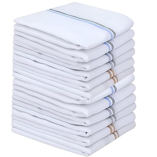 Men's Cotton Handkerchief - Pack of 12 Soft & Durable Hankies for Men