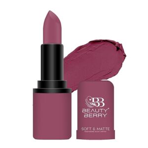 Beauty Berry Soft & Matte Lipstick | Moisturizing & Non Drying Formula with Velvet Matte Finish | Highly Pigmented and Lightweight Lipstick for Women (Peony, 4g)