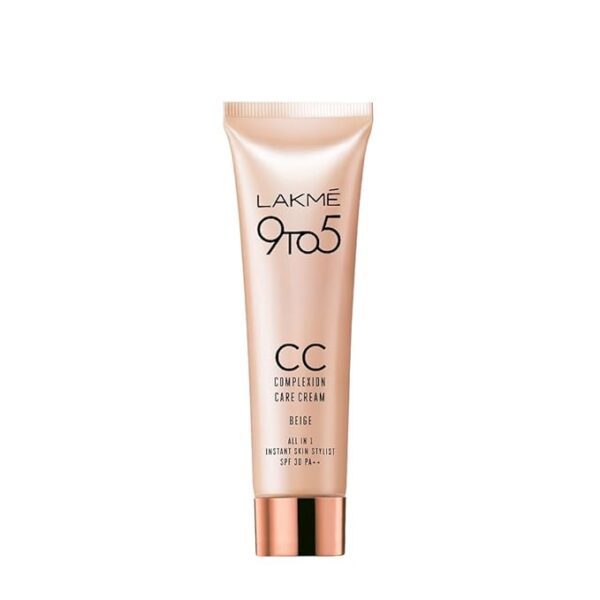 Item Form Cream Colour Beige Skin Type All Finish Type Natural Recommended Uses For Product Evens Skin Tone,Moisturizing,Sun Protection,Uv Protection Material Type Free Alcohol Free Package Information Tube Brand LAKMÉ Coverage Medium Product Benefits Moisturizing